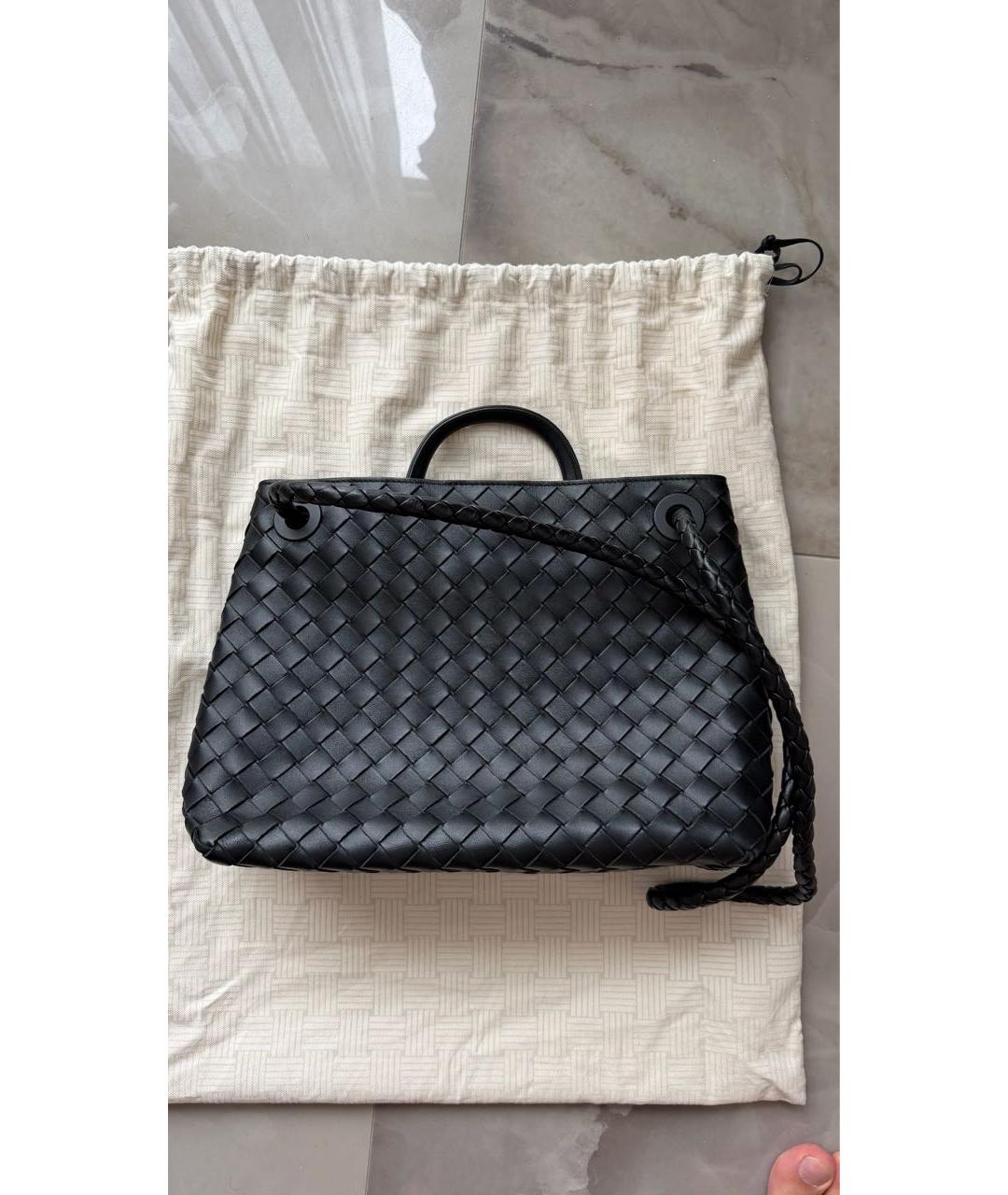 BOTTEGA VENETA Черная кожаная сумка тоут, фото 3