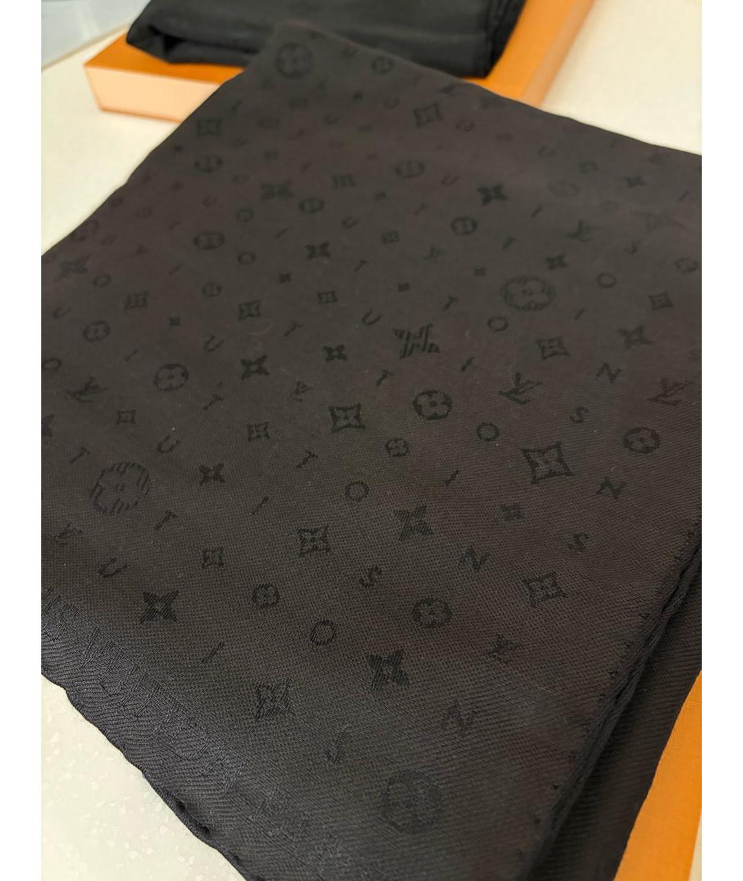LOUIS VUITTON Черный шерстяной платок, фото 3