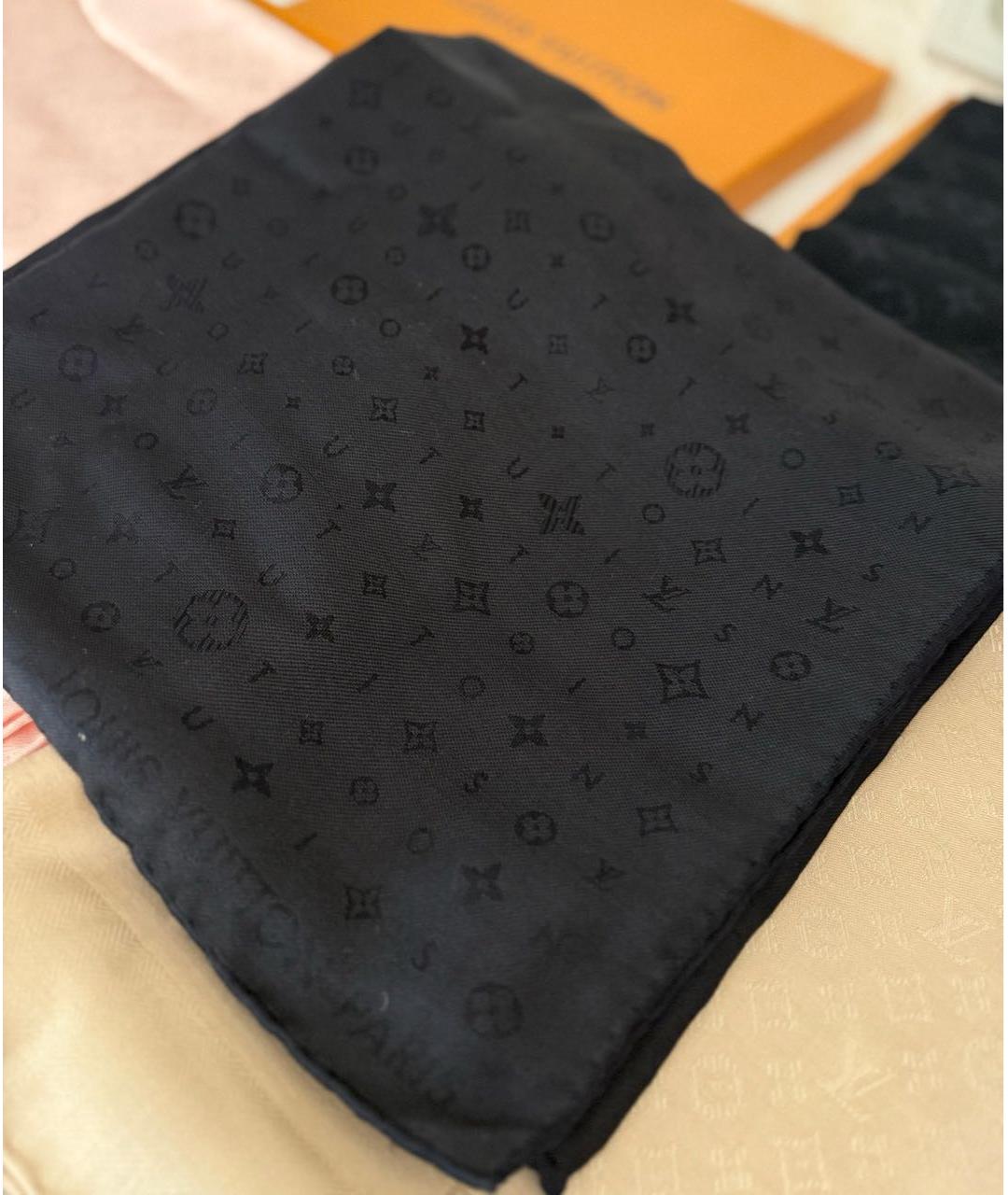 LOUIS VUITTON Черный шерстяной платок, фото 4