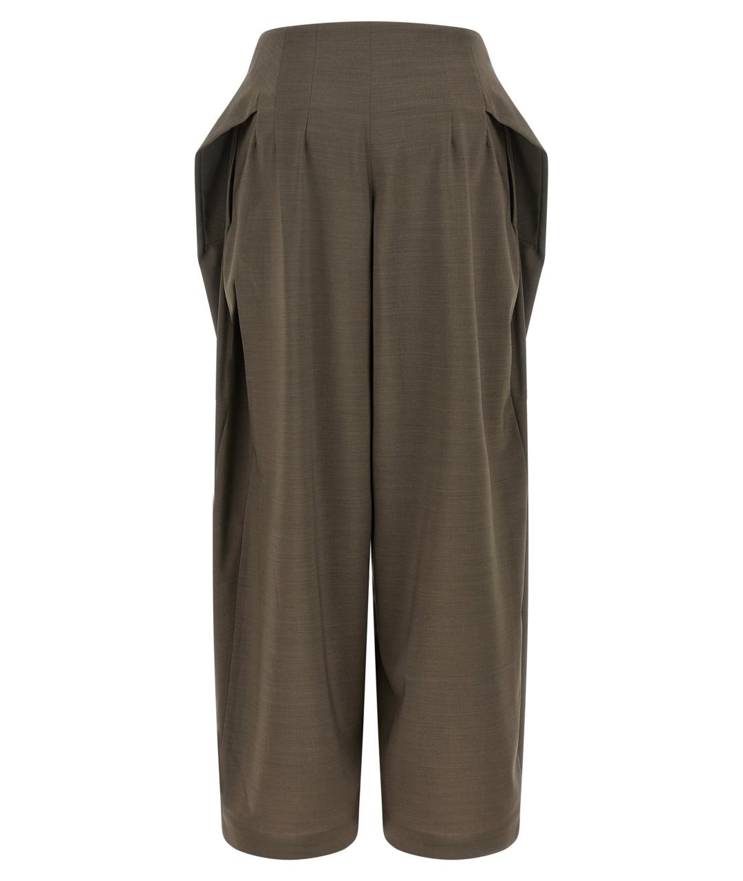 JACQUEMUS Хаки шерстяные прямые брюки, фото 2