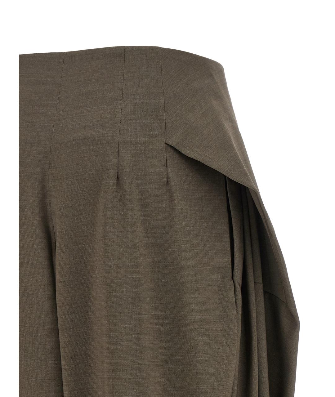 JACQUEMUS Хаки шерстяные прямые брюки, фото 4