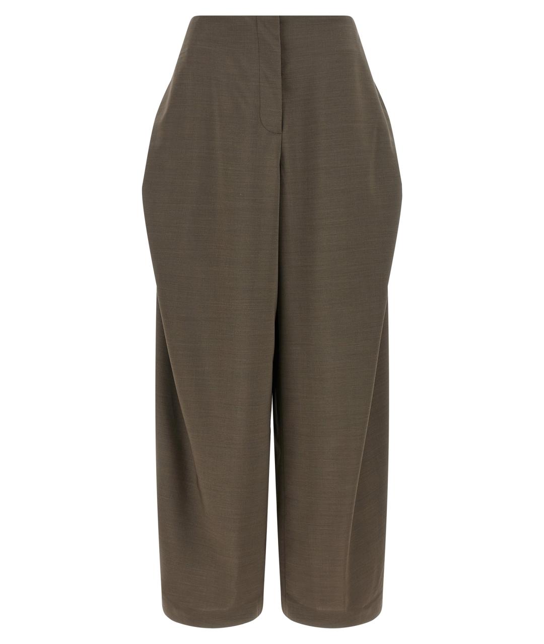 JACQUEMUS Хаки шерстяные прямые брюки, фото 1