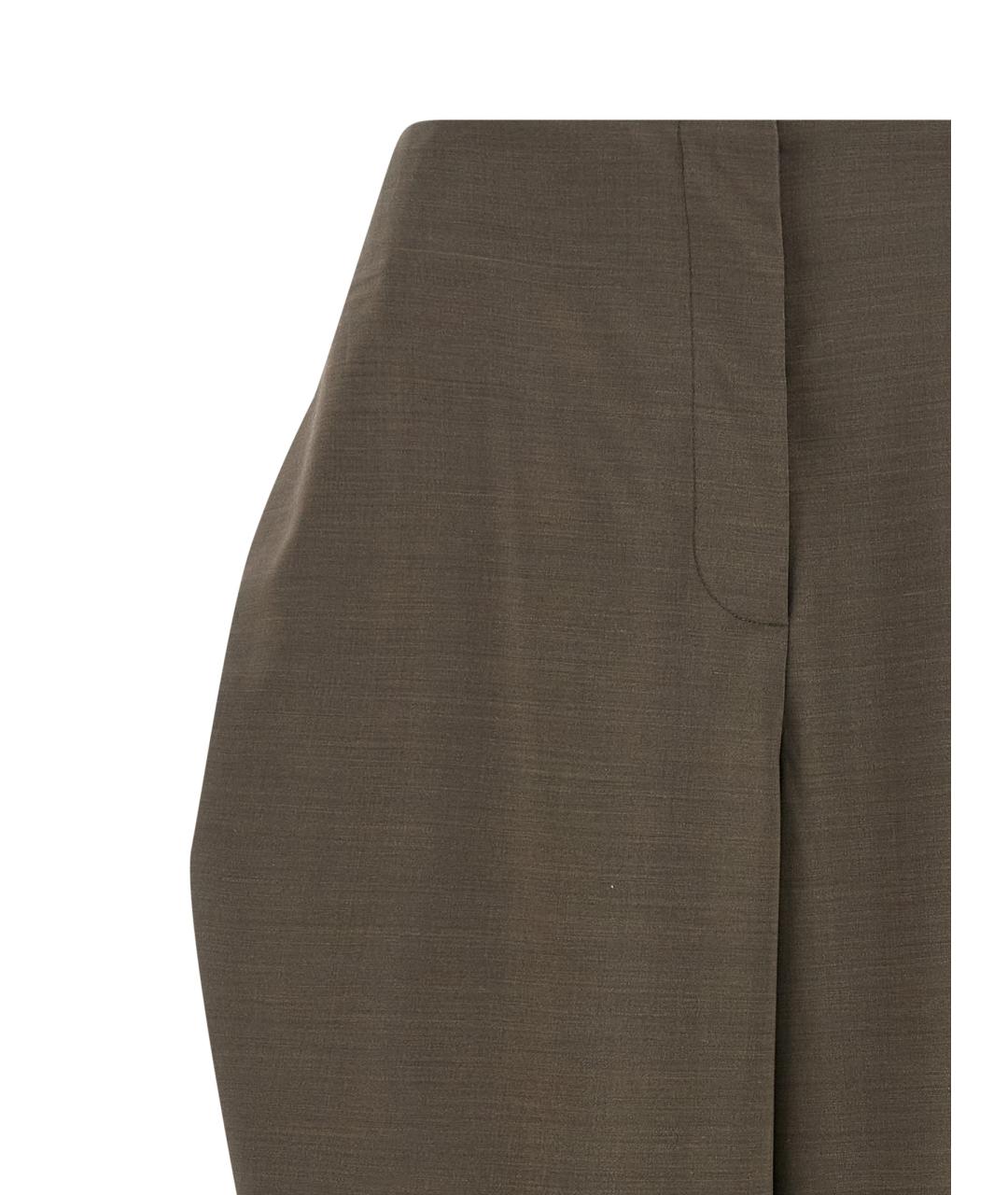 JACQUEMUS Хаки шерстяные прямые брюки, фото 3