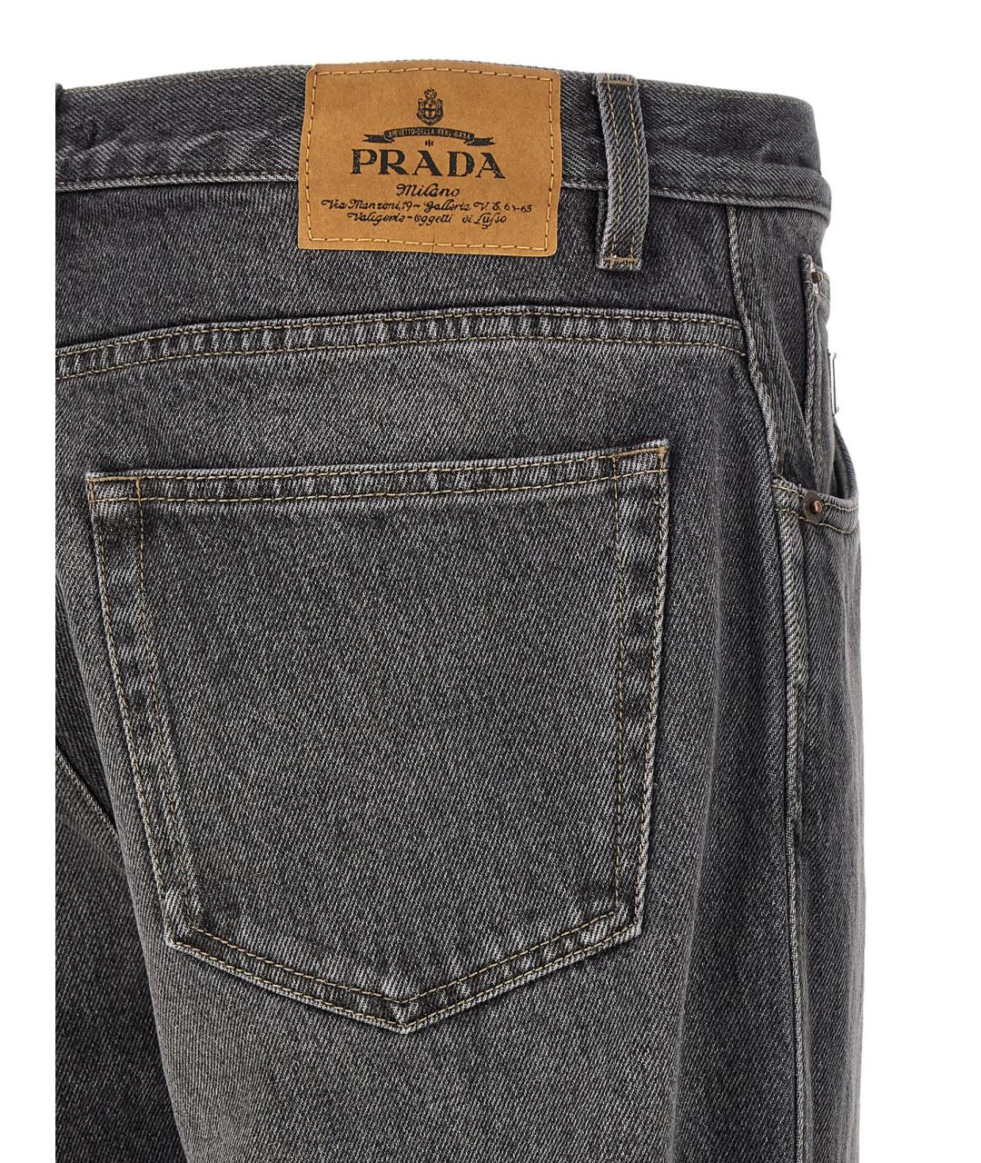 PRADA Черные хлопковые прямые джинсы, фото 4