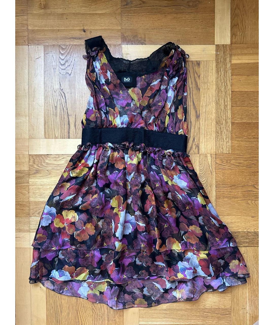 DOLCE&GABBANA Мульти шелковое повседневное платье, фото 2