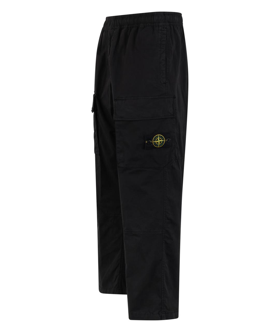 STONE ISLAND Черные хлопковые повседневные брюки, фото 3