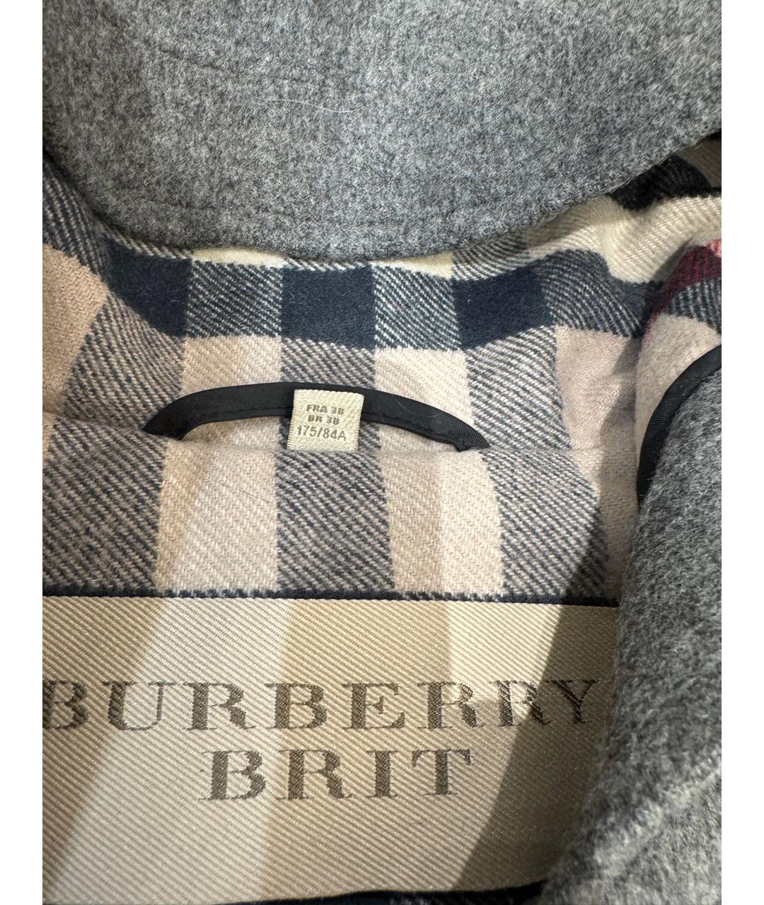 BURBERRY Серое шерстяное пальто, фото 3