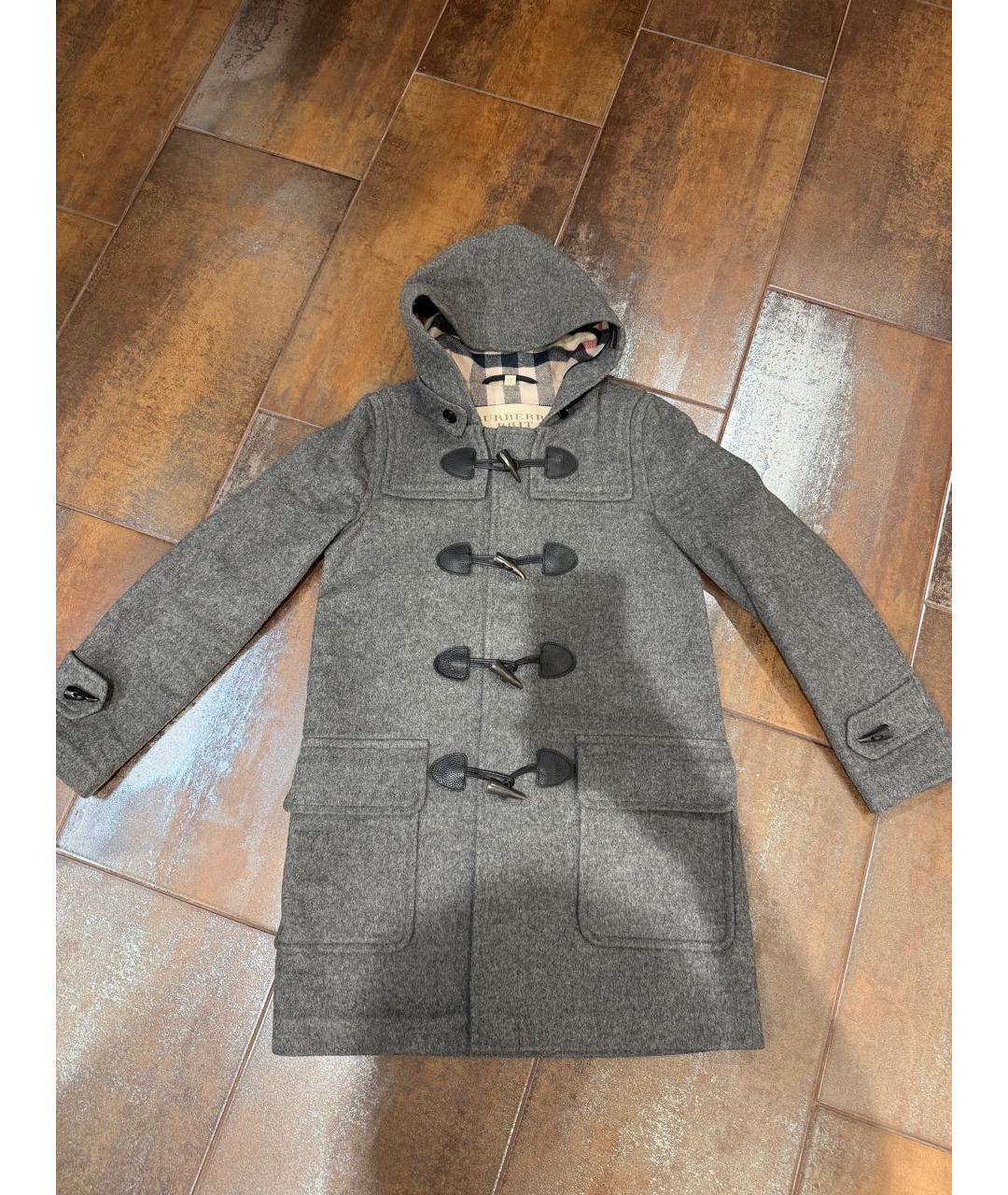 BURBERRY Серое шерстяное пальто, фото 5