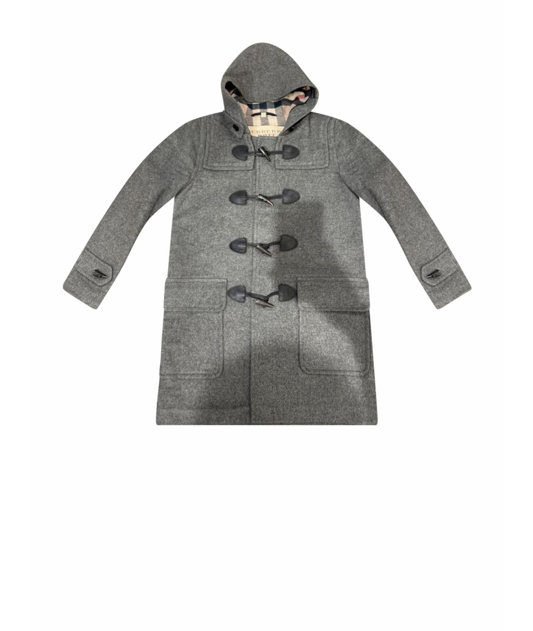 BURBERRY Серое шерстяное пальто, фото 1