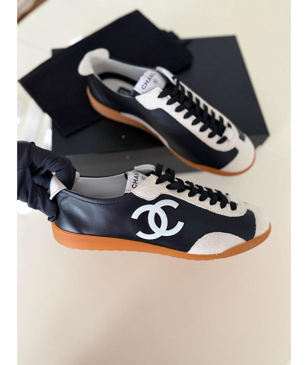 CHANEL Черные кожаные кеды, фото 8