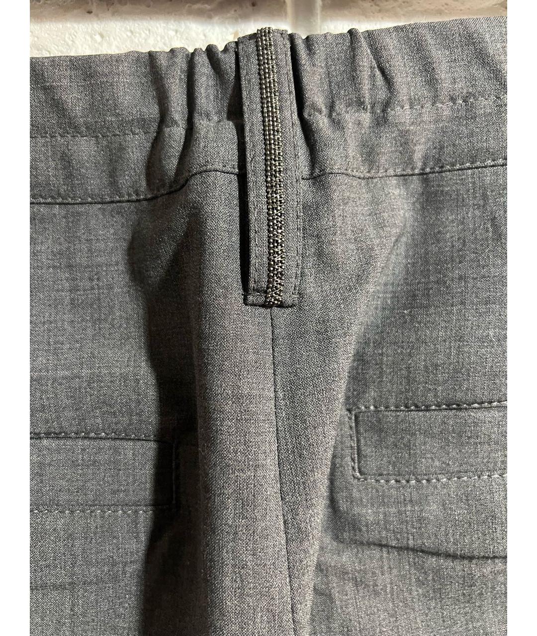 BRUNELLO CUCINELLI Серые шерстяные брюки узкие, фото 3