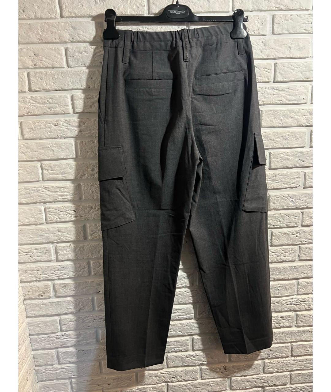 BRUNELLO CUCINELLI Серые шерстяные брюки узкие, фото 2