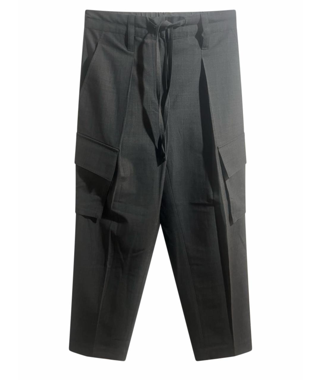 BRUNELLO CUCINELLI Серые шерстяные брюки узкие, фото 1