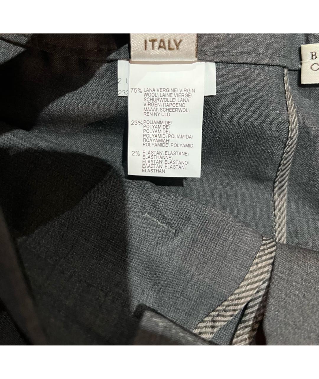 BRUNELLO CUCINELLI Серые шерстяные брюки узкие, фото 5