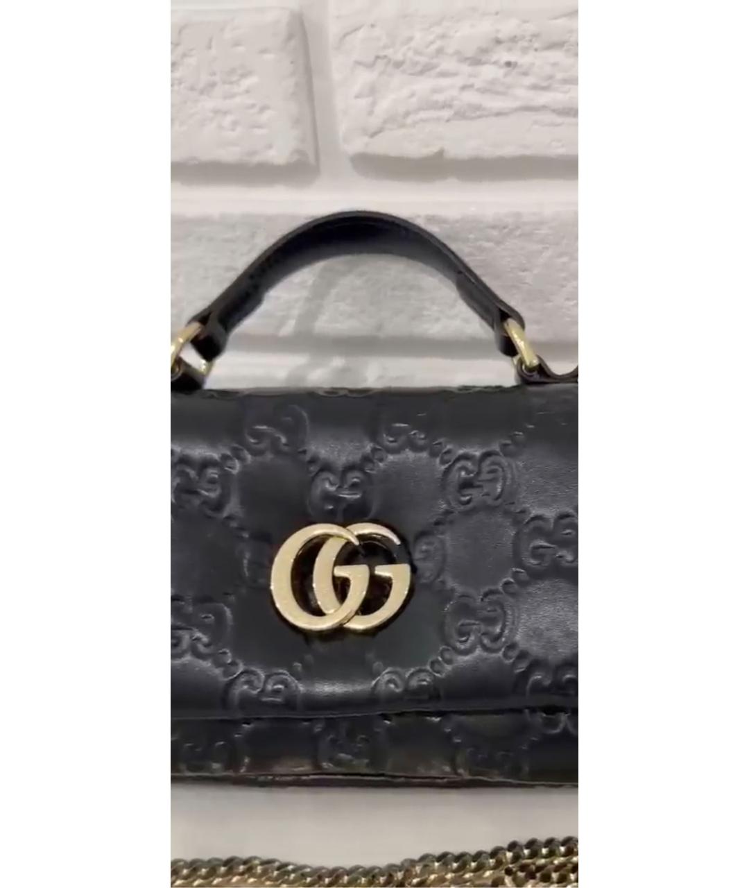GUCCI Черная кожаная сумка через плечо, фото 4