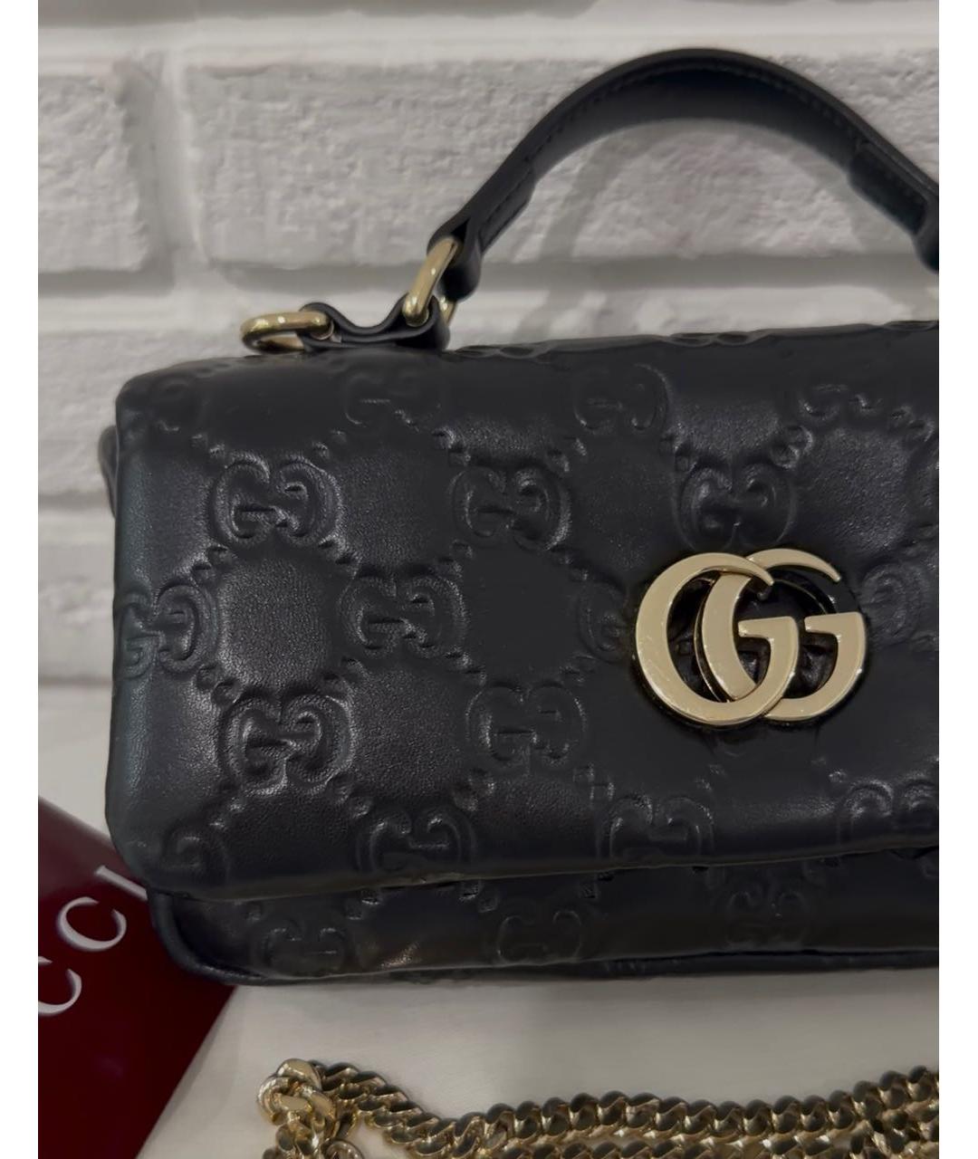GUCCI Черная кожаная сумка через плечо, фото 2