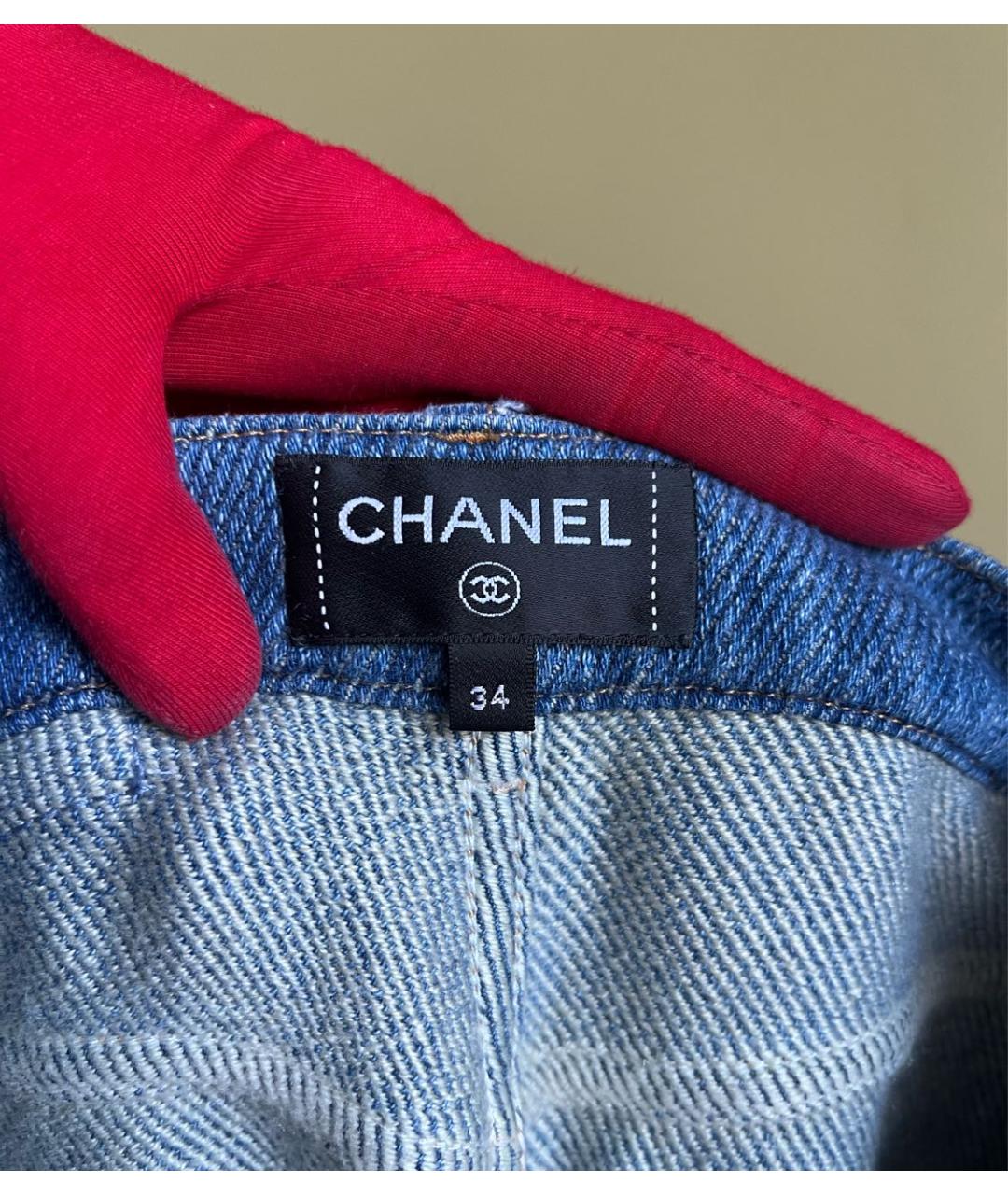 CHANEL Голубые хлопко-кашемировые прямые джинсы, фото 7