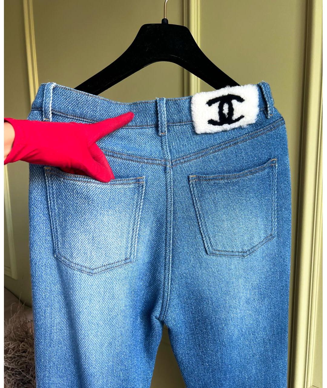CHANEL Голубые хлопко-кашемировые прямые джинсы, фото 4
