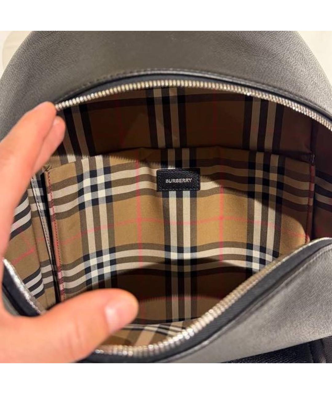 BURBERRY Черный кожаный рюкзак, фото 4