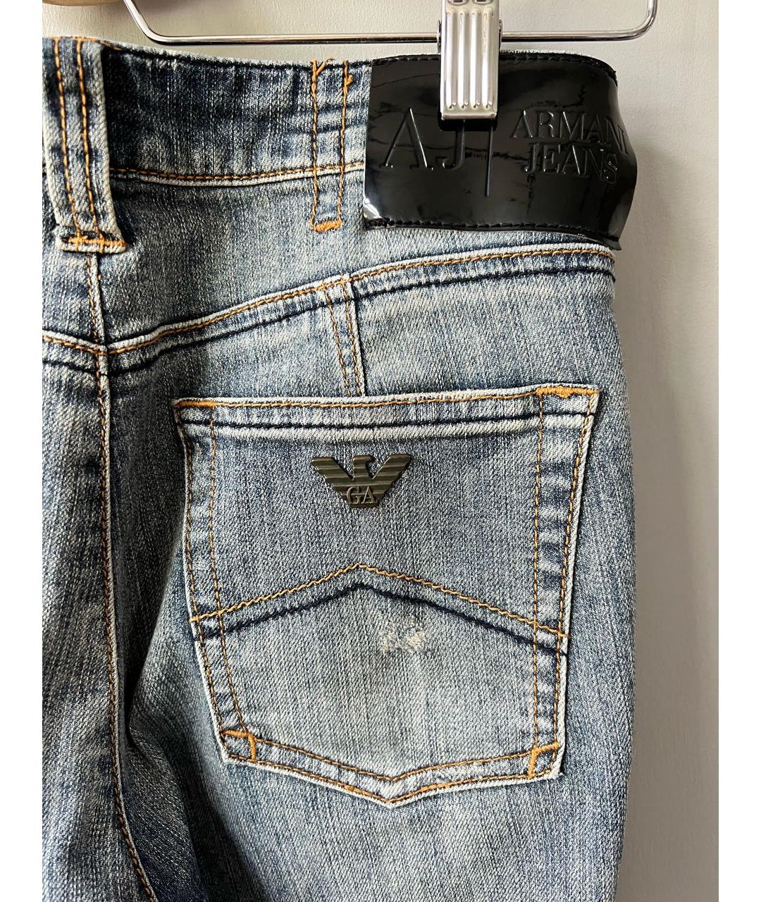 ARMANI JEANS Синие хлопко-эластановые прямые джинсы, фото 5