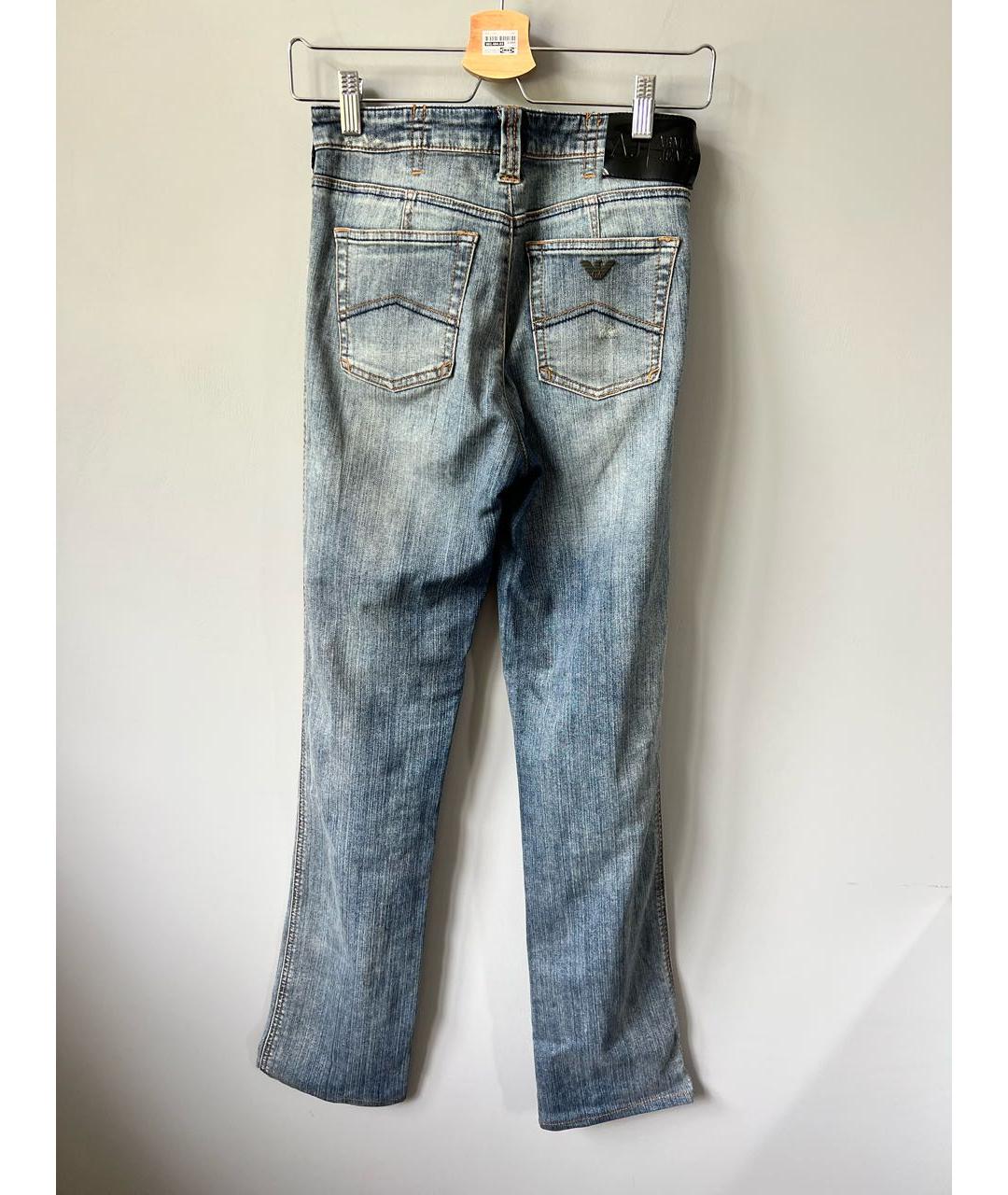 ARMANI JEANS Синие хлопко-эластановые прямые джинсы, фото 2