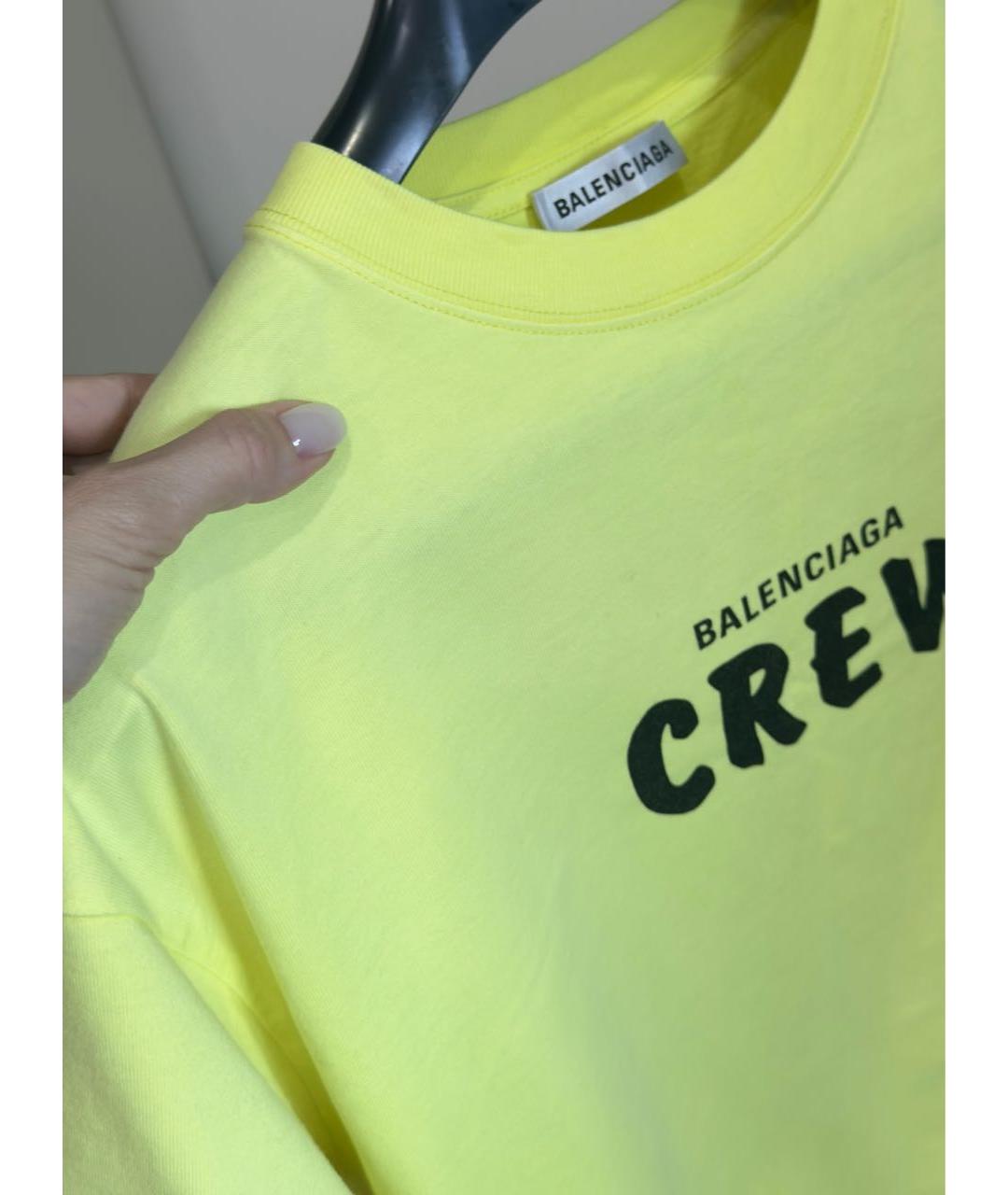 BALENCIAGA Желтая хлопковая футболка, фото 3