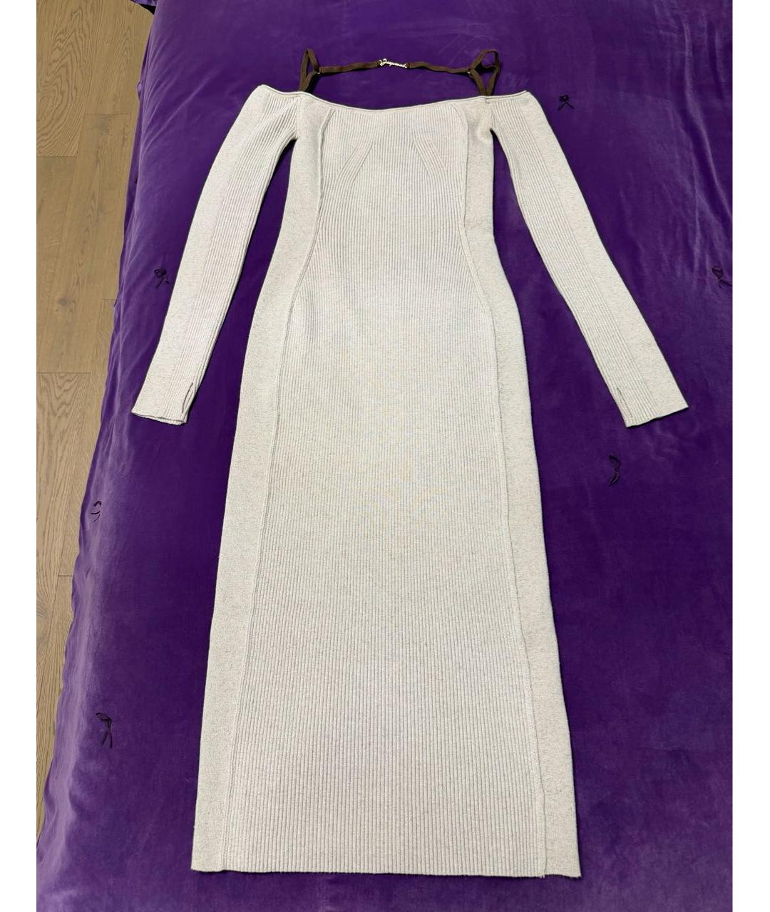 JACQUEMUS Бежевое вискозное повседневное платье, фото 8