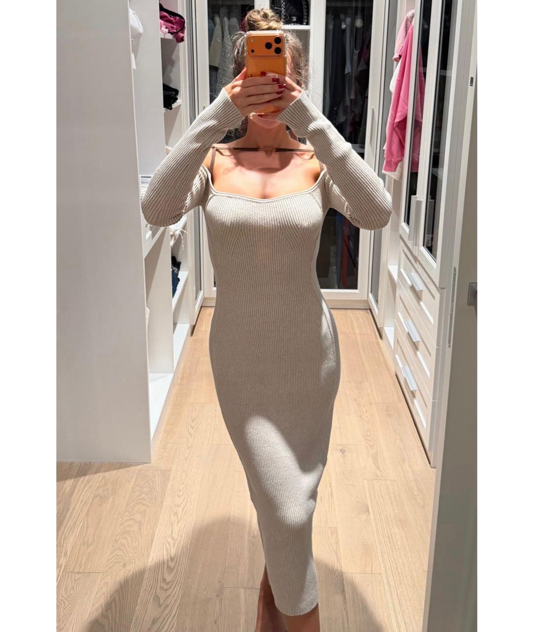 JACQUEMUS Бежевое вискозное повседневное платье, фото 5