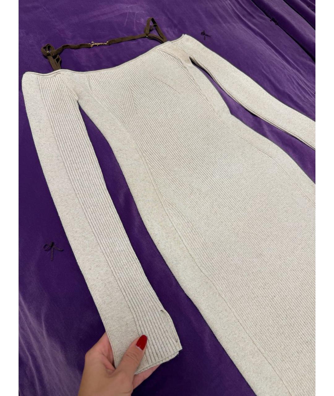 JACQUEMUS Бежевое вискозное повседневное платье, фото 3