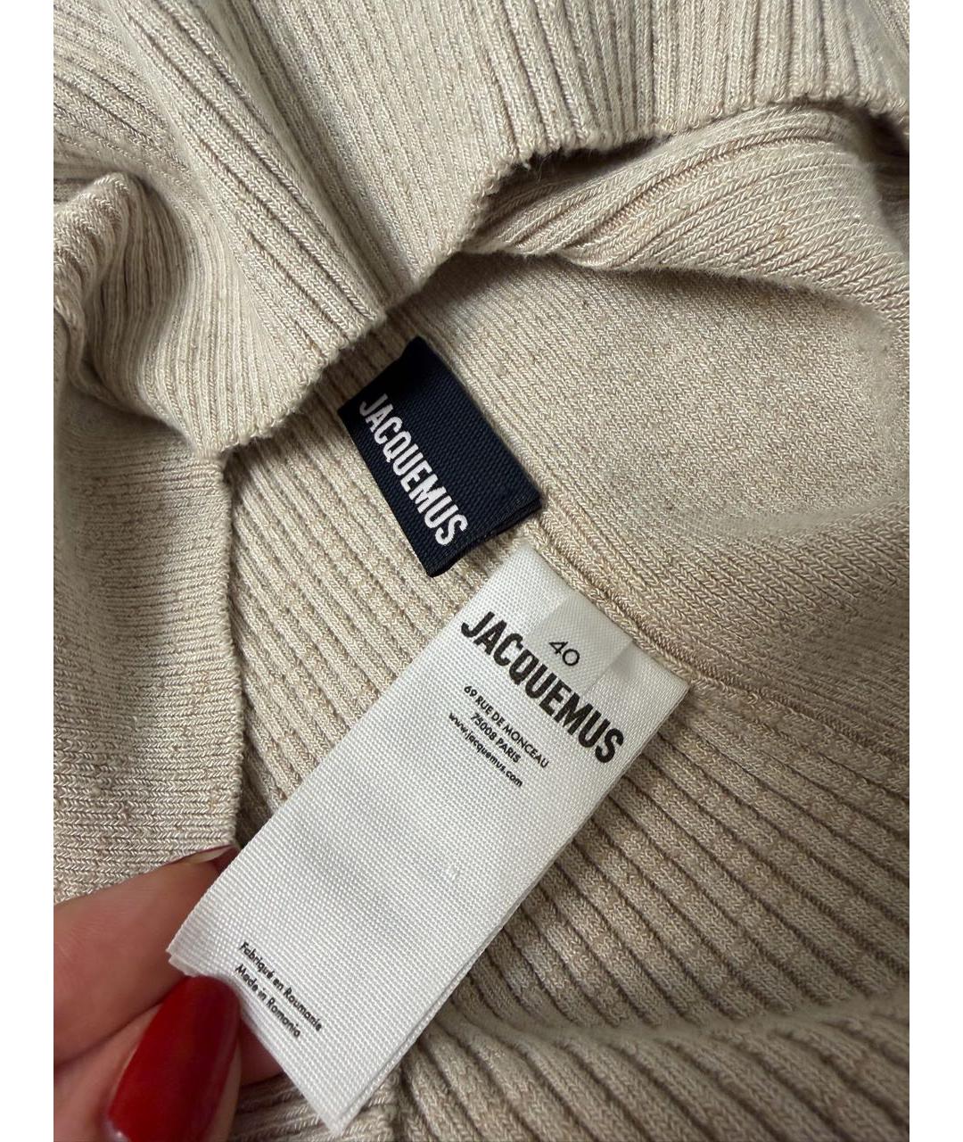 JACQUEMUS Бежевое вискозное повседневное платье, фото 4