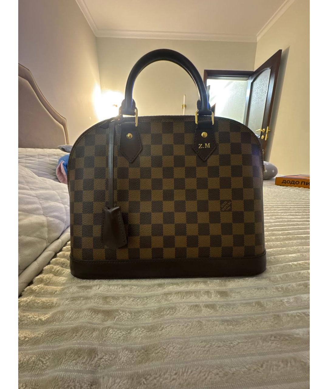 LOUIS VUITTON Коричневая сумка с короткими ручками из канвы, фото 9