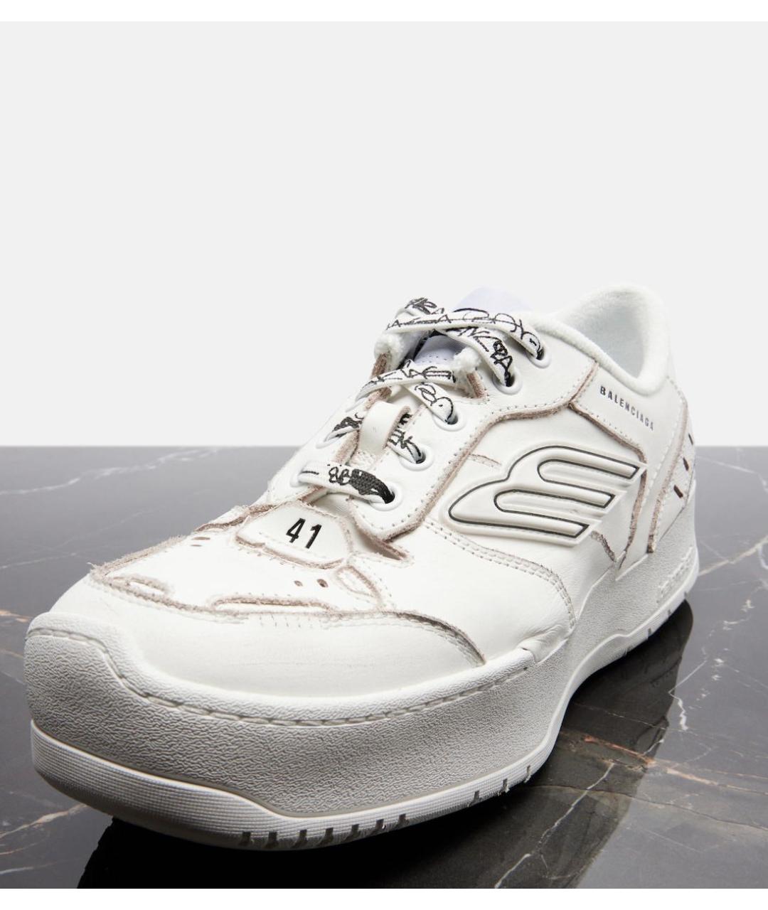 BALENCIAGA Белые кожаные кроссовки, фото 4