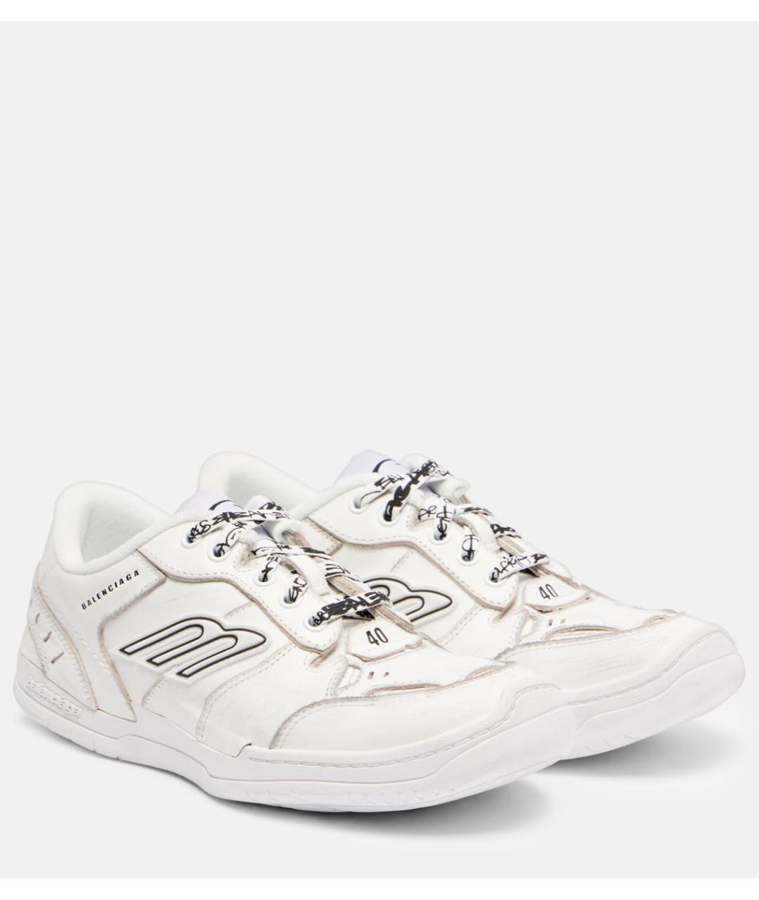 BALENCIAGA Белые кожаные кроссовки, фото 7