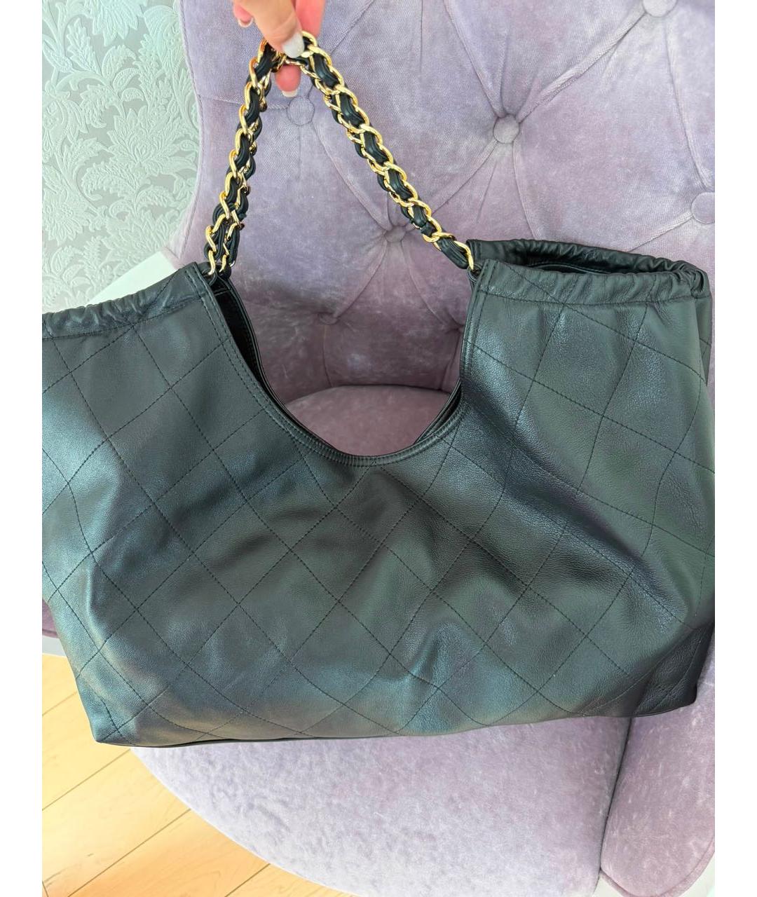 CHANEL Черная кожаная сумка тоут, фото 2