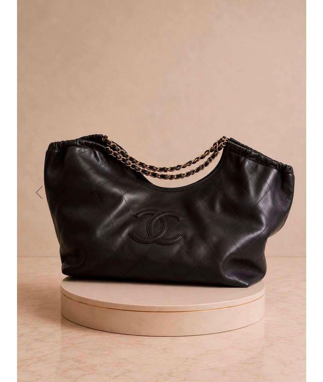 CHANEL Черная кожаная сумка тоут, фото 9