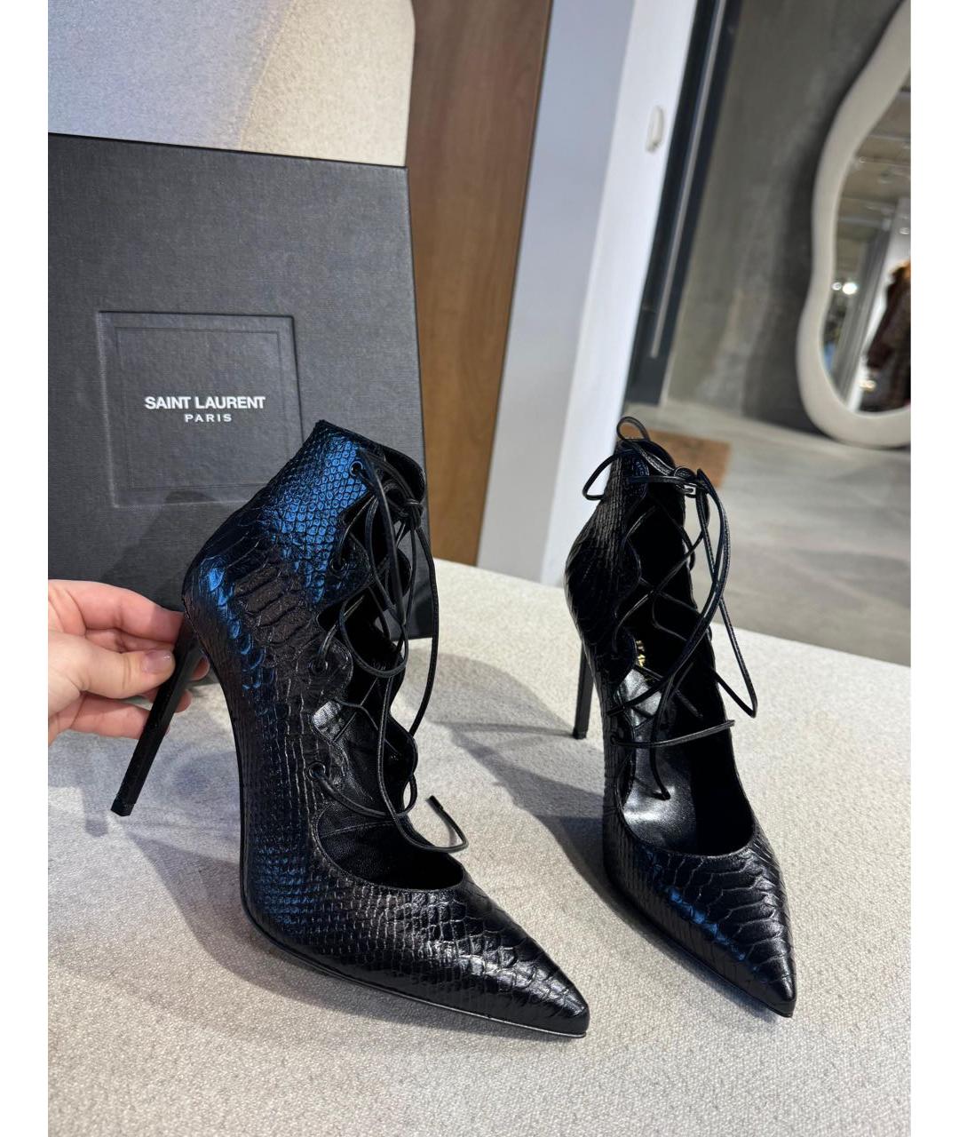 SAINT LAURENT Черные кожаные туфли, фото 5