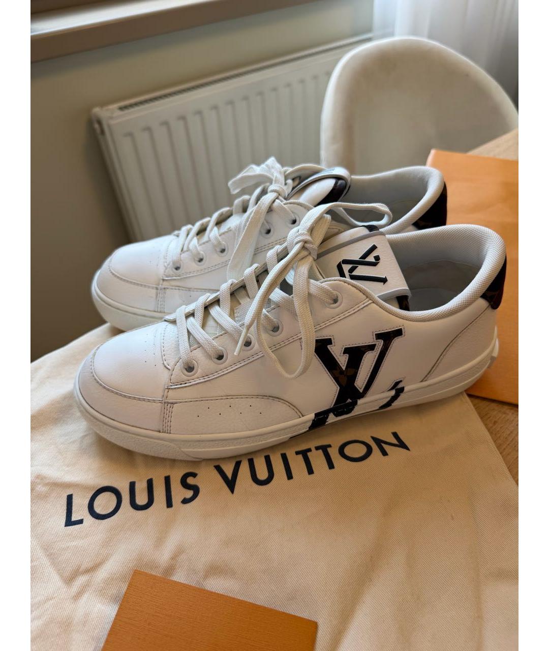 LOUIS VUITTON Белые кожаные кроссовки, фото 5