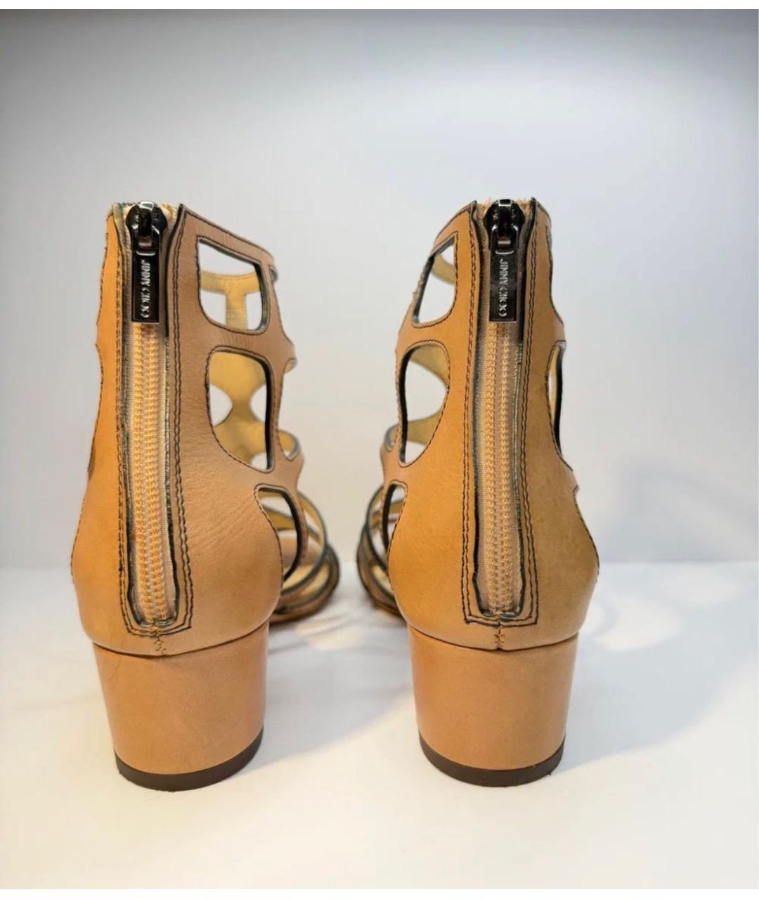 JIMMY CHOO Бежевые кожаные босоножки, фото 4