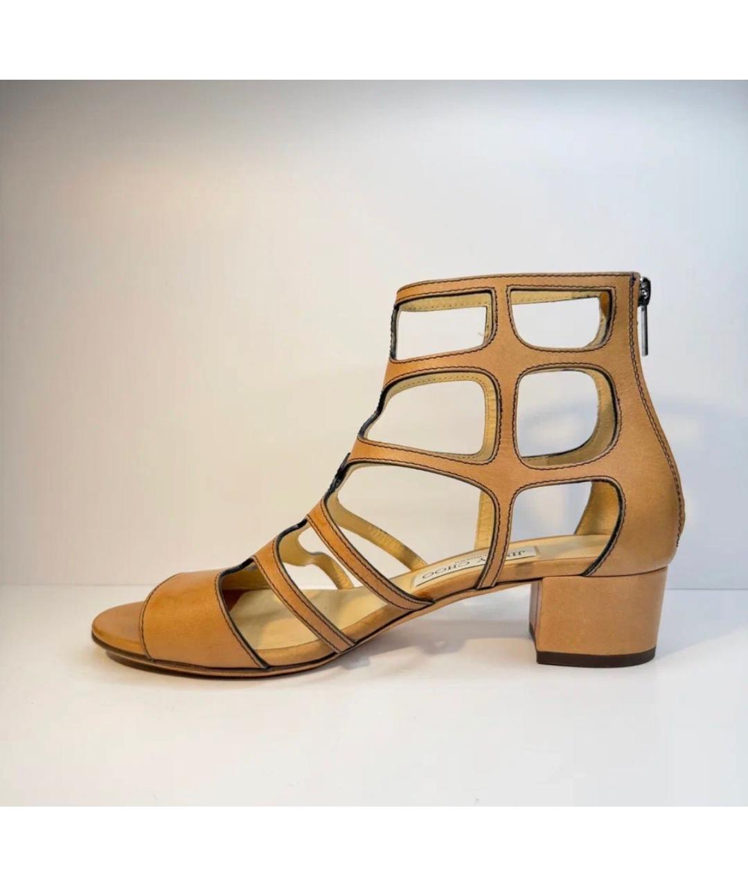 JIMMY CHOO Бежевые кожаные босоножки, фото 8