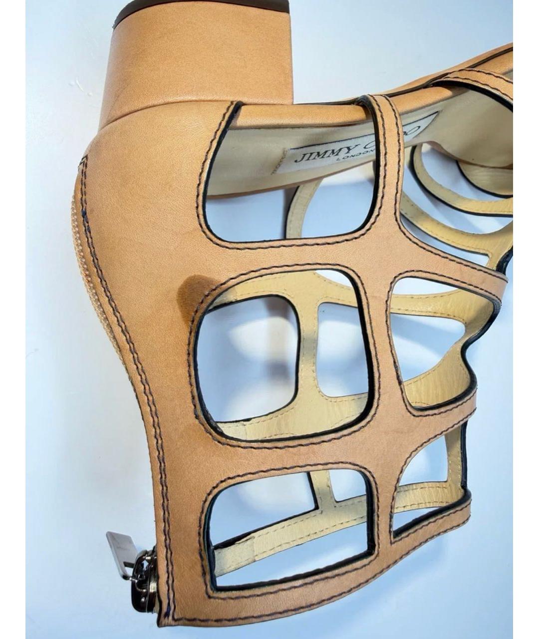 JIMMY CHOO Бежевые кожаные босоножки, фото 6