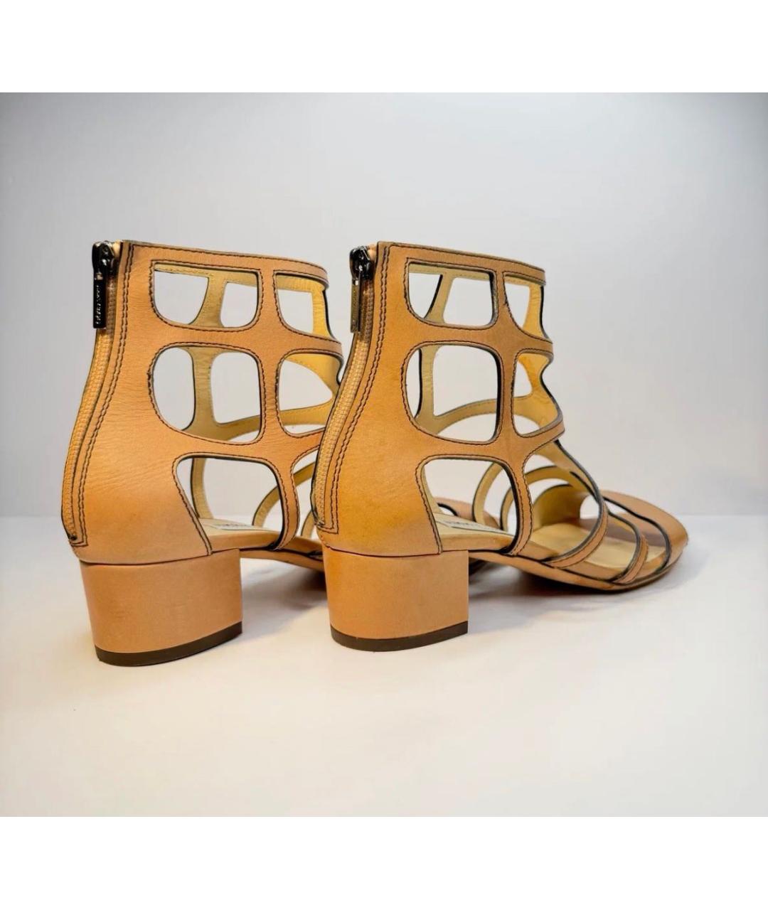 JIMMY CHOO Бежевые кожаные босоножки, фото 5