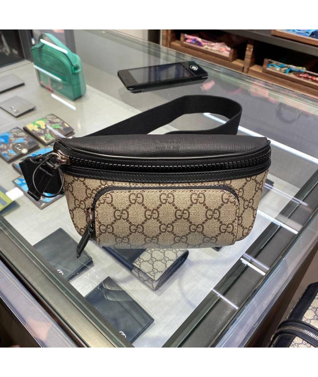 GUCCI Бежевая поясная сумка из канвы, фото 2
