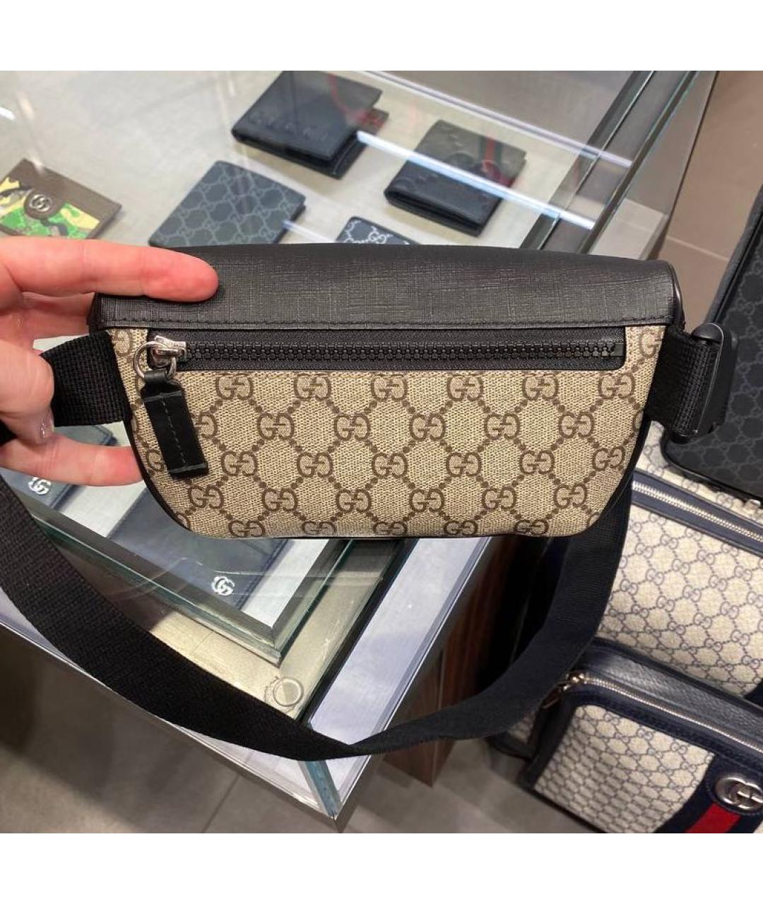 GUCCI Бежевая поясная сумка из канвы, фото 5