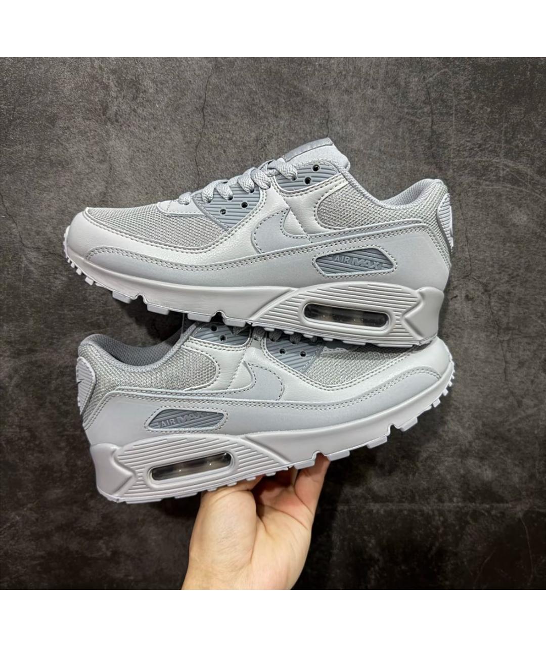 NIKE Серые кожаные низкие кроссовки / кеды, фото 5