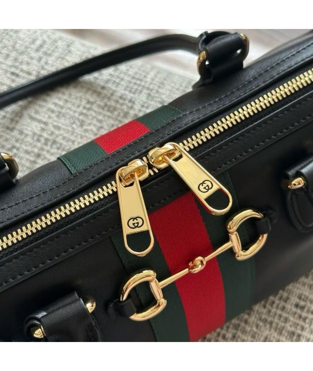 GUCCI Черная кожаная сумка с короткими ручками, фото 6