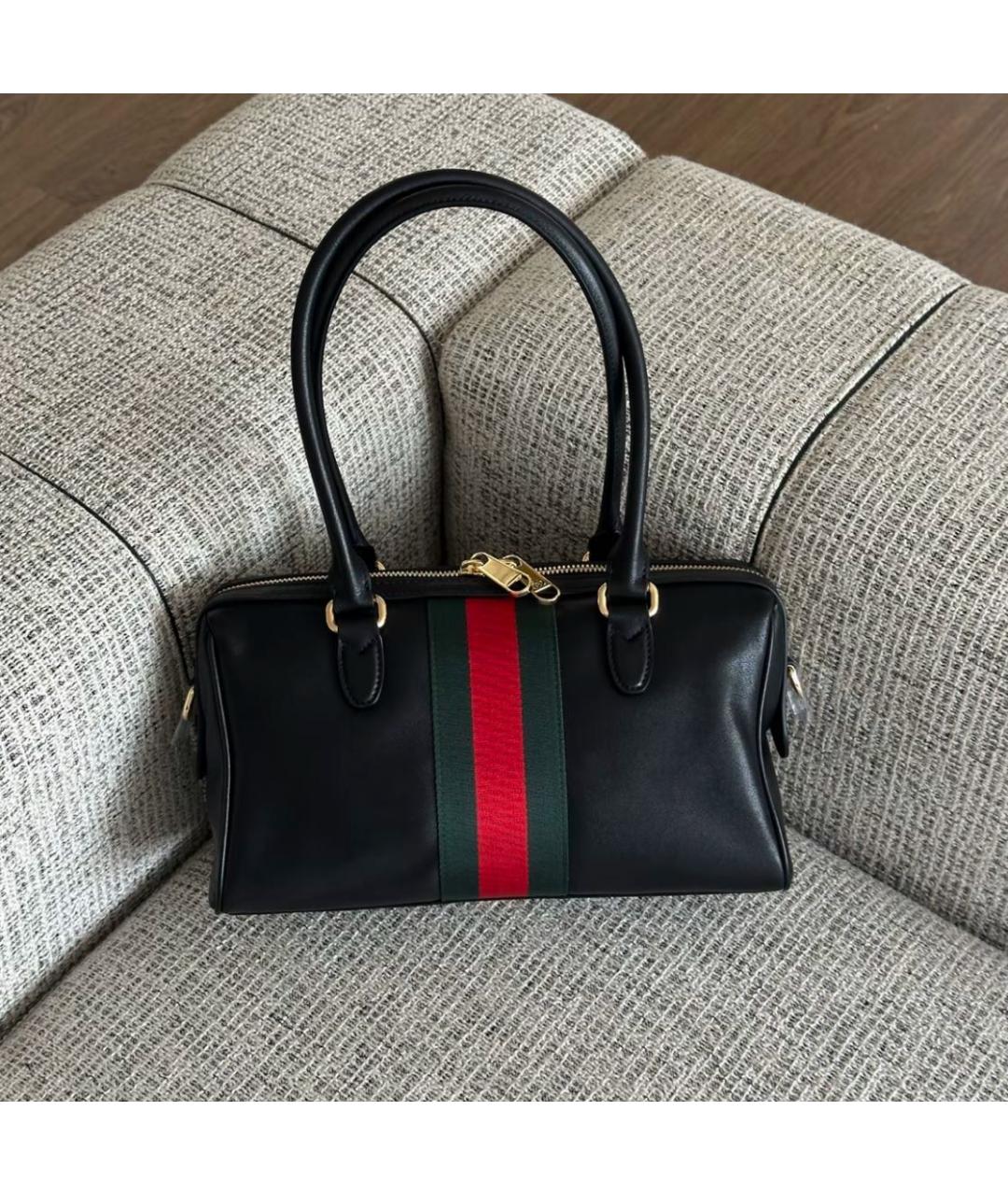 GUCCI Черная кожаная сумка с короткими ручками, фото 5