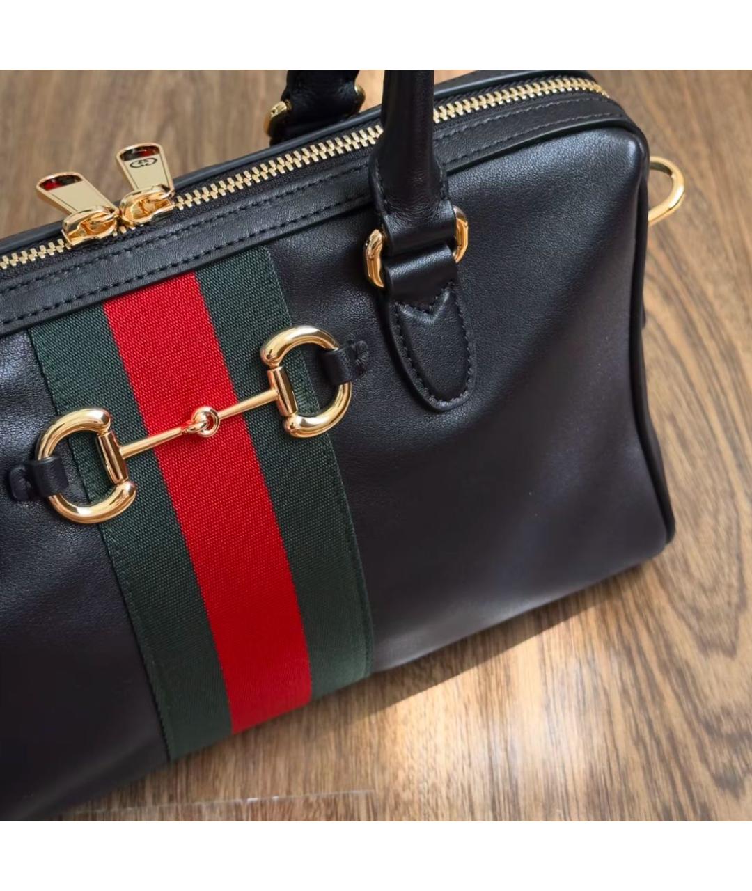 GUCCI Черная кожаная сумка с короткими ручками, фото 7