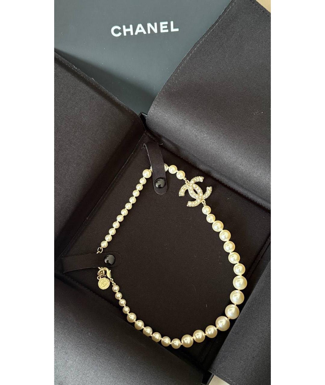 CHANEL Белое колье, фото 3
