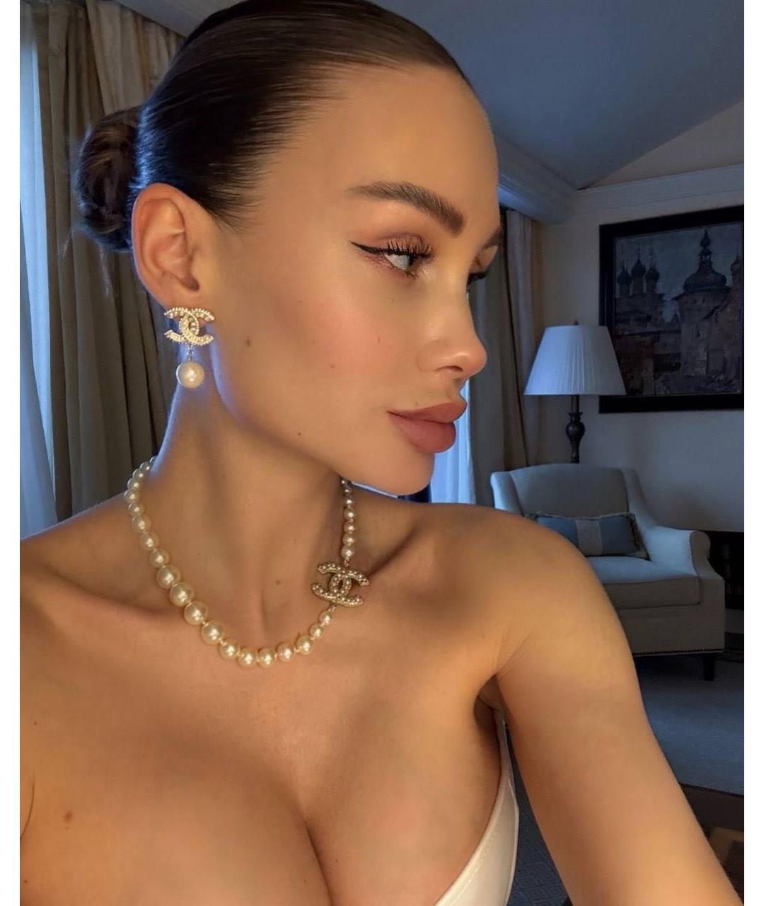 CHANEL Белое колье, фото 4