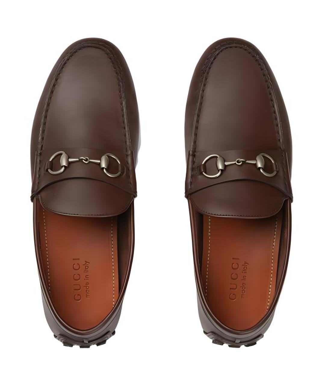 GUCCI Коричневые кожаные лоферы, фото 4
